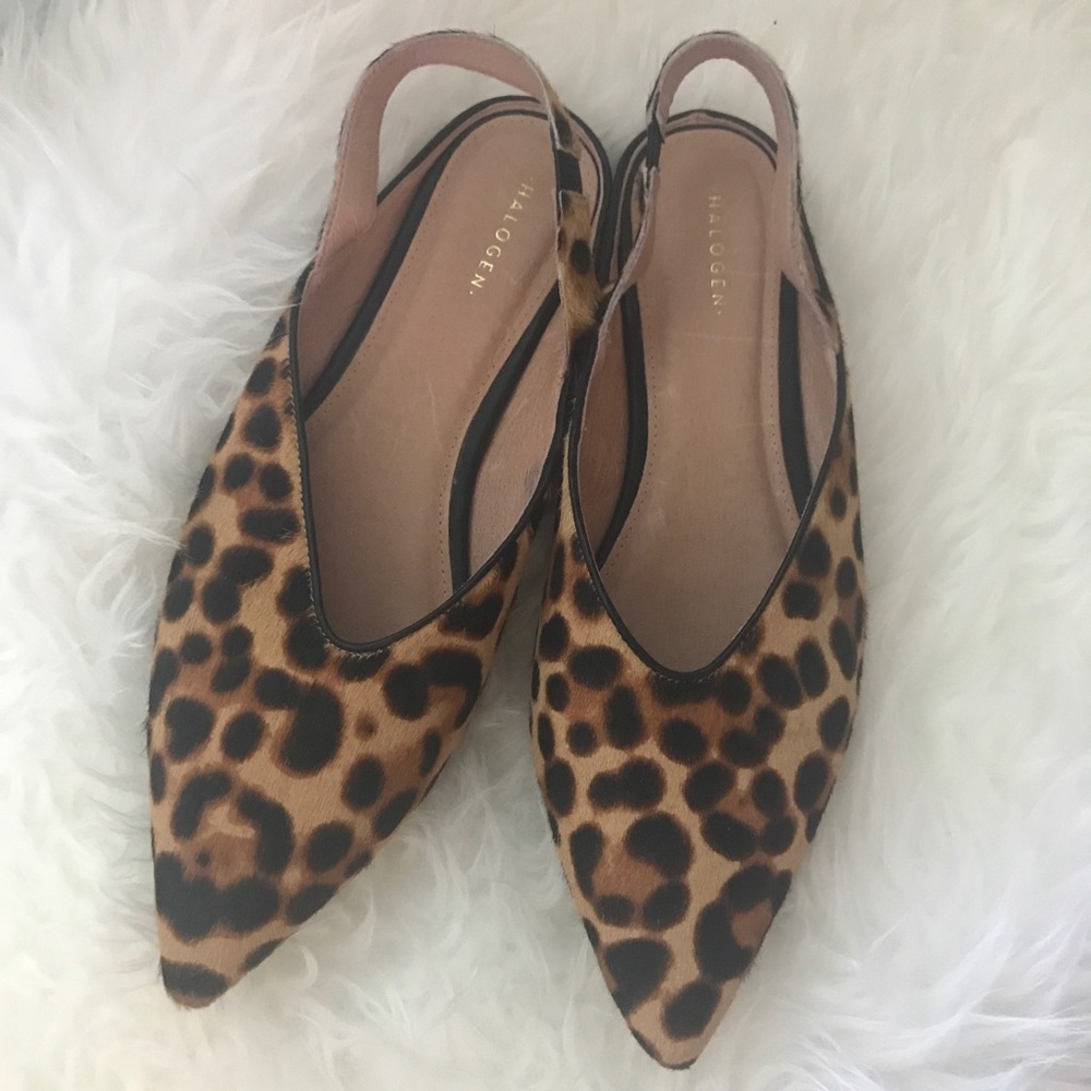 Halogen pony hair leopard flats